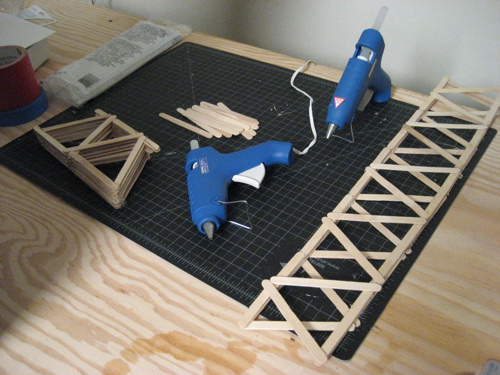 popsicle stick bridge. with popsicle sticks for